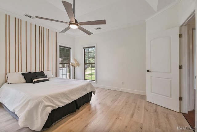 505 Mountain Ridge Rd, Millbrook, AL 36054 - bedroom featuring ornamental molding, light wood-type flooring, baseboards, and ceiling fan