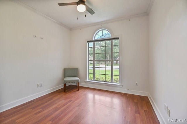 505 Mountain Ridge Rd, Millbrook, AL 36054 - unfurnished room with ornamental molding, wood finished floors, ceiling fan, and baseboards