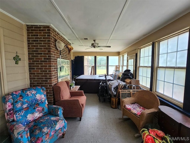 445 W Hickory Grove Rd, Lapine, AL 36046 - sunroom featuring a jacuzzi and a ceiling fan
