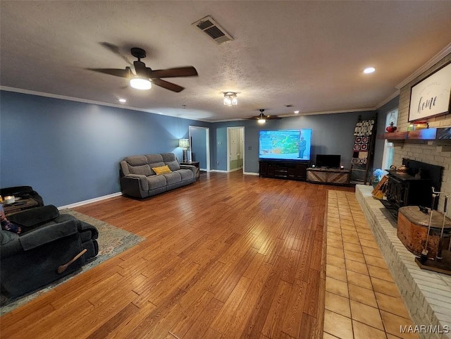 445 W Hickory Grove Rd, Lapine, AL 36046 - living room with a ceiling fan, light wood-type flooring, ornamental molding, recessed lighting, and baseboards