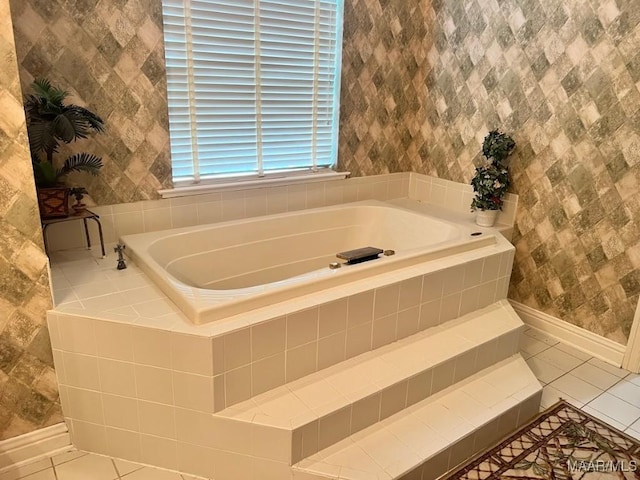 1915 Emerald Mountain Pkwy, Wetumpka, AL 36093 - full bath with tile patterned floors, a bath, and tile walls