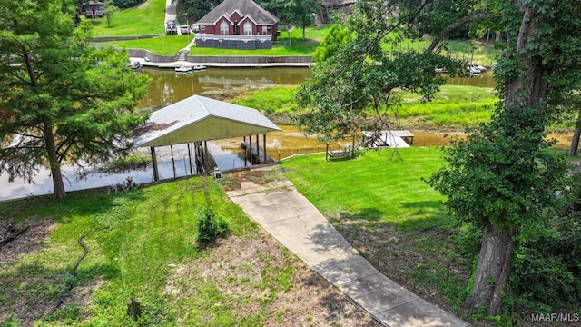 594 Lewis Rd, Deatsville, AL 36022 - surrounding community featuring a water view, a yard, a boat dock, and a gazebo