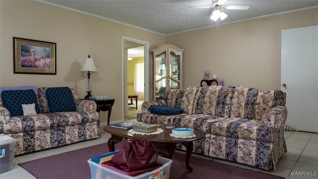 22 Daleview Cir, Sylacauga, AL 35150 - tiled living area featuring a ceiling fan and crown molding