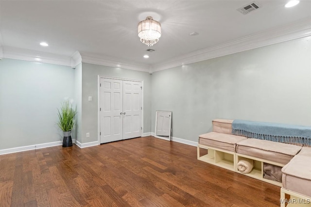 161 Watson Cir, Montgomery, AL 36109 - entryway featuring ornamental molding, wood finished floors, a chandelier, baseboards, and recessed lighting