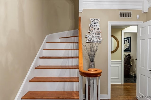 161 Watson Cir, Montgomery, AL 36109 - staircase featuring crown molding and wood finished floors
