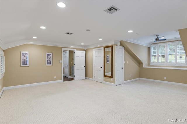 161 Watson Cir, Montgomery, AL 36109 - bonus room with recessed lighting, light carpet, baseboards, a ceiling fan, and lofted ceiling