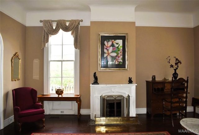 402 S Perry St, Montgomery, AL 36104 - living area featuring wood finished floors, baseboards, and a fireplace