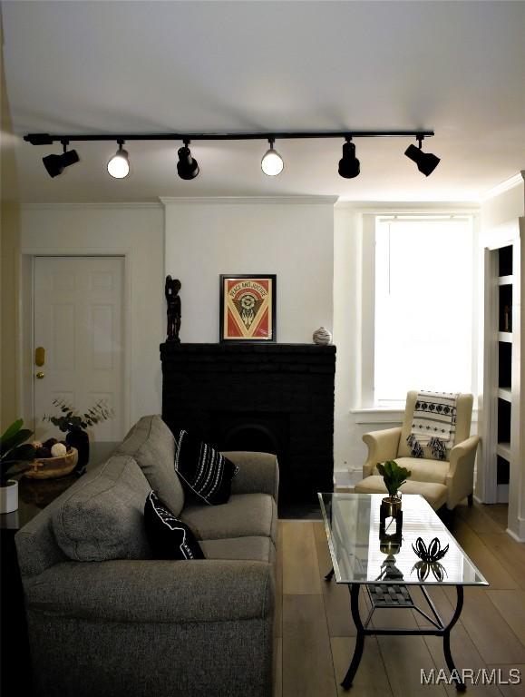 402 S Perry St, Montgomery, AL 36104 - living area with rail lighting and wood finished floors