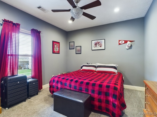 661 Blackberry Rd, Deatsville, AL 36022 - carpeted bedroom featuring baseboards, a ceiling fan, and recessed lighting
