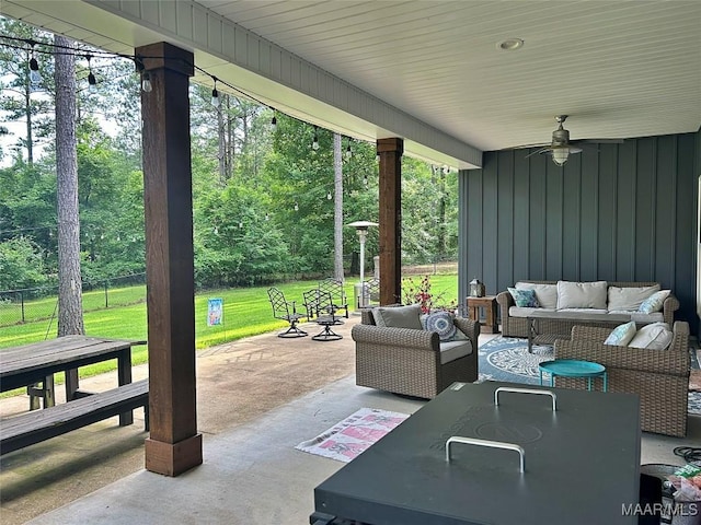 3063 Little Rd, Tallassee, AL 36078 - view of patio / terrace with an outdoor living space and ceiling fan