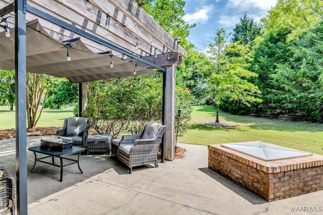 3900 Turning Leaf Loop, Montgomery, AL 36116 - view of patio / terrace with a pergola, an outdoor hangout area, and view of wooded area