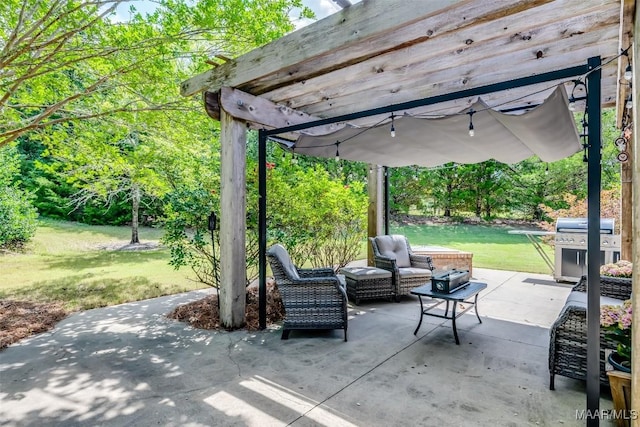 3900 Turning Leaf Loop, Montgomery, AL 36116 - view of patio / terrace featuring area for grilling, a pergola, and outdoor lounge area
