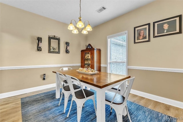 190 Sherwood Trl, Wetumpka, AL 36093 - dining space with a chandelier, wood finished floors, and baseboards