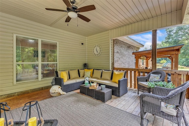 190 Sherwood Trl, Wetumpka, AL 36093 - view of patio / terrace with a deck, an outdoor hangout area, and ceiling fan