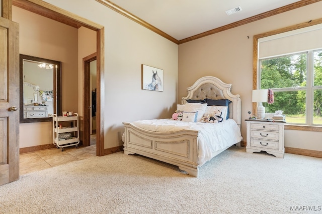 511 Mehearg Rd, Wetumpka, AL 36092 - bedroom with crown molding, carpet floors, and baseboards