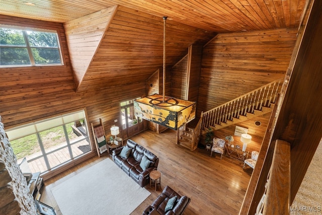511 Mehearg Rd, Wetumpka, AL 36092 - living area with wooden walls, wood ceiling, and vaulted ceiling
