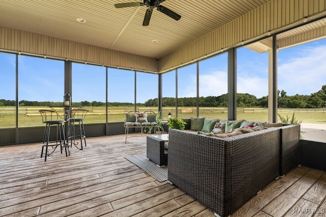 511 Mehearg Rd, Wetumpka, AL 36092 - sunroom / solarium featuring an outdoor living space, a ceiling fan, and a rural view