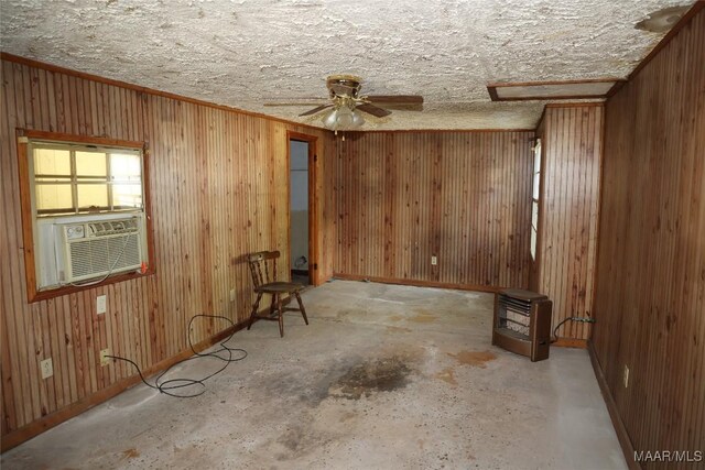 2612 Harris St, Selma, AL 36701 - empty room with unfinished concrete flooring, cooling unit, ceiling fan, and baseboards