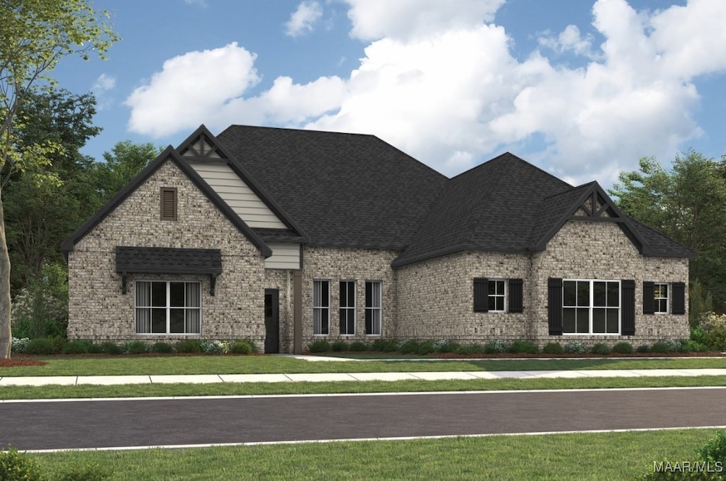 56 Dow Dr, Wetumpka, AL 36093 - view of front of property with brick siding, a front yard, and a shingled roof