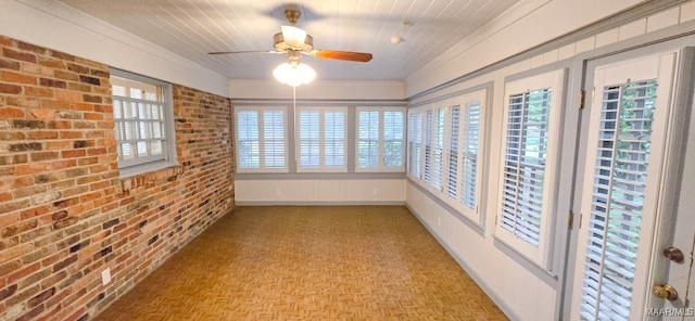2728 Oxford Dr, Montgomery, AL 36111 - unfurnished sunroom with brick wall, healthy amount of natural light, and wood ceiling
