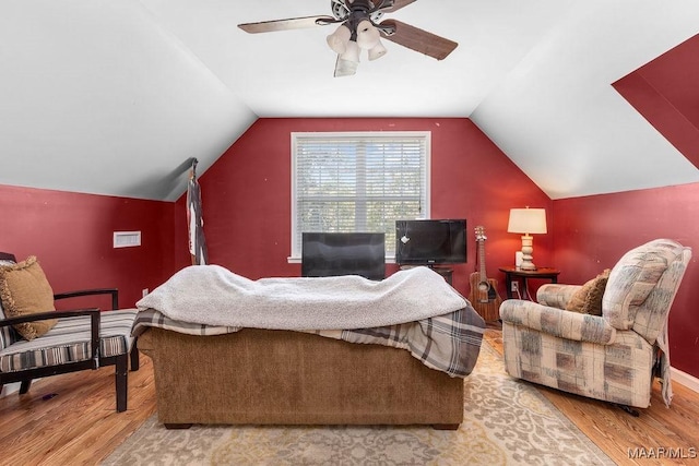 18490 US Highway 31st Rd, Clanton, AL 35045 - bedroom featuring wood finished floors, vaulted ceiling, and a ceiling fan