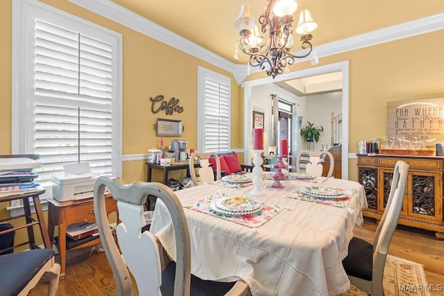 18490 US Highway 31st Rd, Clanton, AL 35045 - dining area with a chandelier, wood finished floors, and ornamental molding