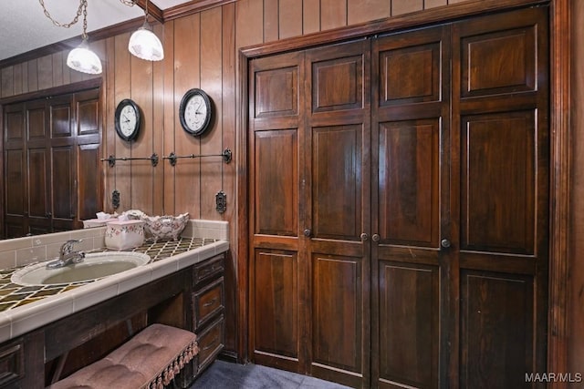 76 Willow Springs Rd, Wetumpka, AL 36093 - bathroom featuring vanity and wood walls