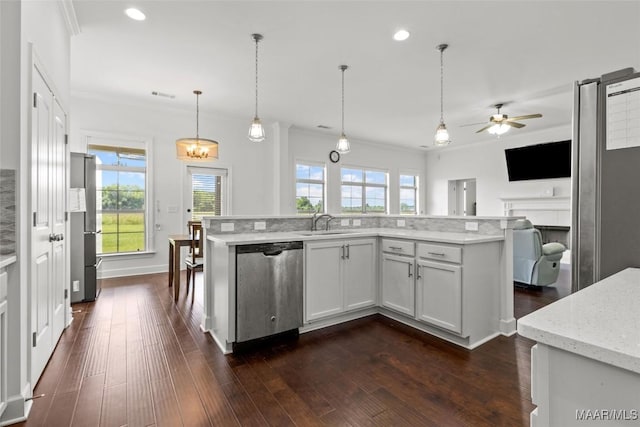 8326 Sunrise Loop, Montgomery, AL 36116 - kitchen featuring appliances with stainless steel finishes, a ceiling fan, plenty of natural light, open floor plan, and recessed lighting