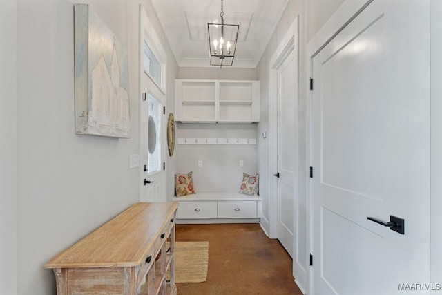 493 Lake Ridge Rd, Hope Hull, AL 36043 - mudroom featuring a chandelier and finished concrete floors