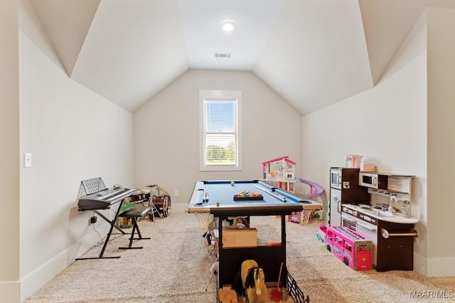 493 Lake Ridge Rd, Hope Hull, AL 36043 - rec room featuring carpet floors and lofted ceiling