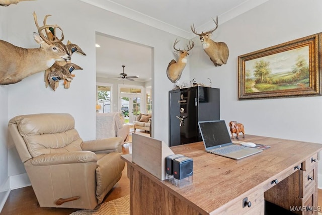 493 Lake Ridge Rd, Hope Hull, AL 36043 - office featuring french doors and a ceiling fan