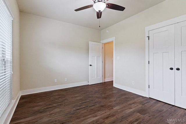 12 Crescent Ridge Ct, Deatsville, AL 36022 - unfurnished bedroom featuring dark wood finished floors, a closet, and ceiling fan