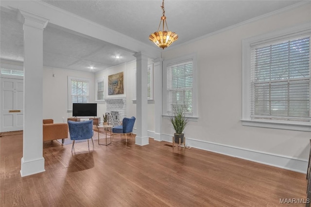844 E Edgemont Ave, Montgomery, AL 36111 - home office featuring decorative columns, wood finished floors, and ornamental molding