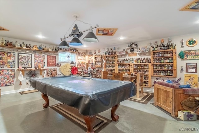 3748 Jasmine Hill Rd, Wetumpka, AL 36093 - playroom featuring concrete flooring, billiards table, and recessed lighting