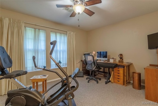 3748 Jasmine Hill Rd, Wetumpka, AL 36093 - office area featuring plenty of natural light, light colored carpet, and ceiling fan