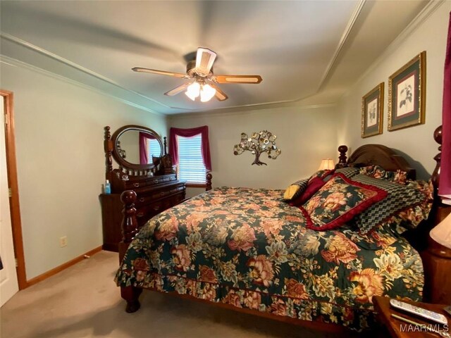 5240 Airport Rd, Millbrook, AL 36054 - carpeted bedroom with ornamental molding and a ceiling fan