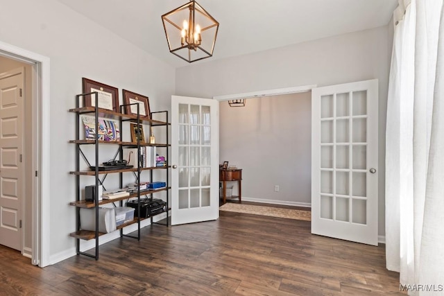 904 Hedgefield Way, Prattville, AL 36066 - dining space featuring french doors, a chandelier, and wood finished floors