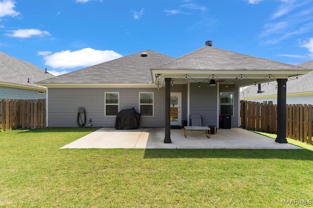 904 Hedgefield Way, Prattville, AL 36066 - rear view of house with a patio, a ceiling fan, and roof with shingles