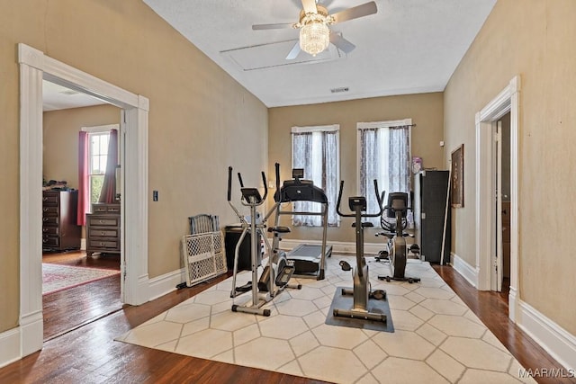 1802 Madison Ave, Montgomery, AL 36107 - exercise area with dark wood-type flooring and a ceiling fan