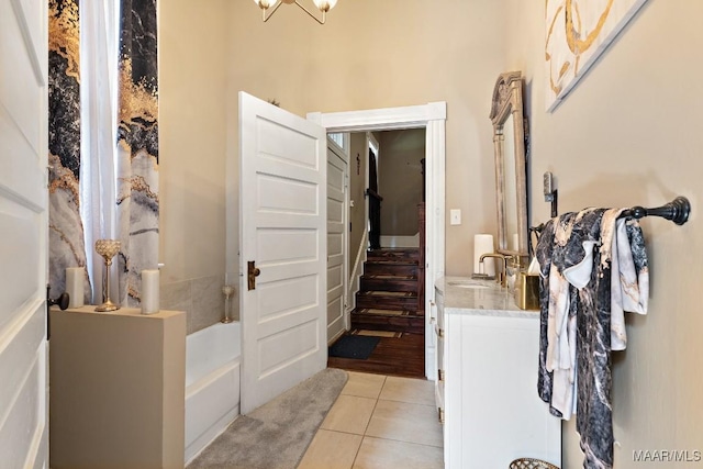 1802 Madison Ave, Montgomery, AL 36107 - foyer with light tile patterned flooring and a chandelier