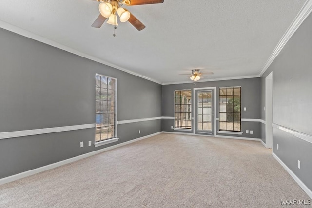 508 Ridgewood Ln, Montgomery, AL 36109 - carpeted spare room featuring ceiling fan, crown molding, and a textured ceiling