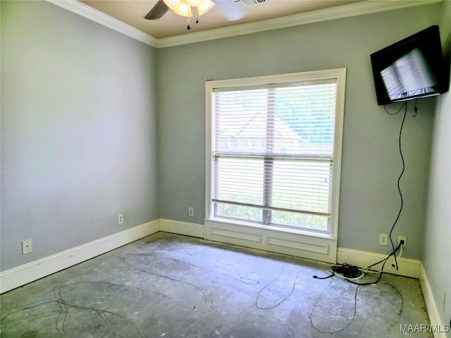 134 Southern Hills Rdg, Wetumpka, AL 36093 - spare room with ornamental molding and ceiling fan