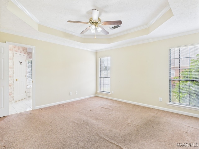 508 Mossy Oak Rdg, Prattville, AL 36066 - carpeted empty room with a tray ceiling, ornamental molding, plenty of natural light, and ceiling fan