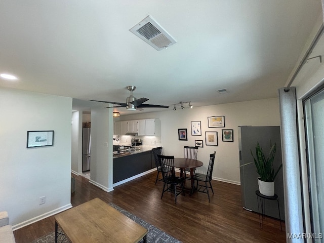 1061 Stonegate Dr Unit C, Auburn, AL 36832 - dining room with dark wood-style floors and ceiling fan