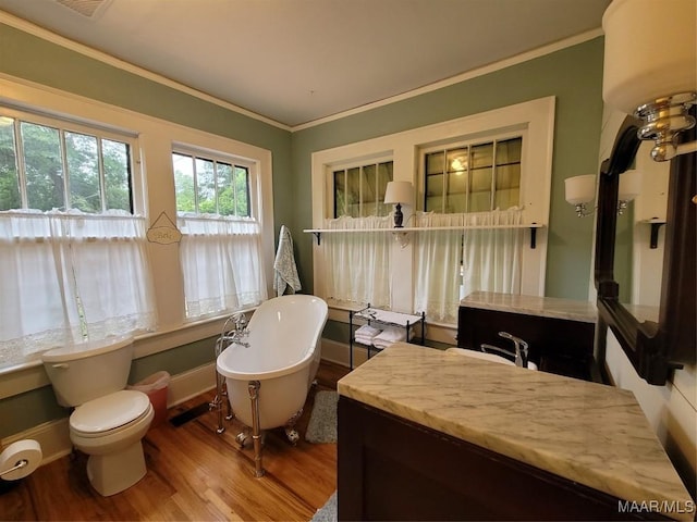 1928 Winona Ave, Montgomery, AL 36107 - full bathroom with a freestanding bath, wood finished floors, and ornamental molding
