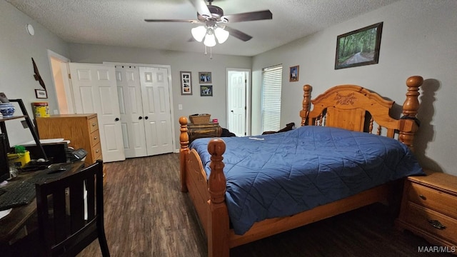 1345 Firetower Rd, Wetumpka, AL 36092 - bedroom featuring wood finished floors, a textured ceiling, and ceiling fan