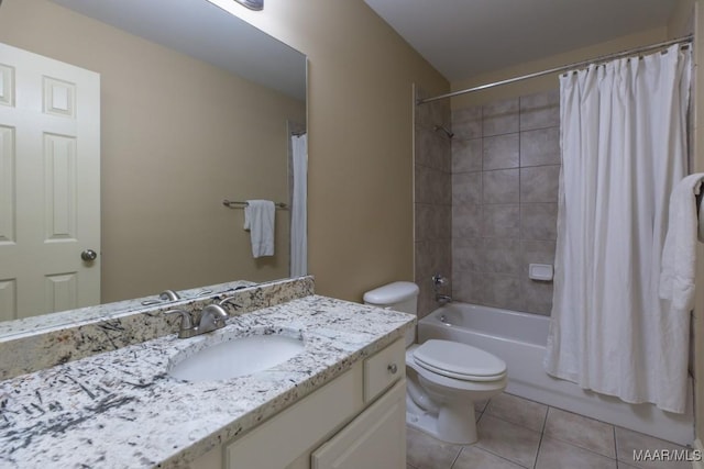 240 Winding Wood Dr, Wetumpka, AL 36093 - bathroom with vanity, tile patterned floors, and shower / tub combo with curtain