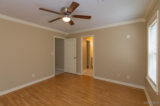 240 Winding Wood Dr, Wetumpka, AL 36093 - unfurnished room featuring ceiling fan, light wood finished floors, and ornamental molding