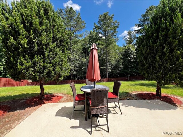 309 Southern Hills Dr, Wetumpka, AL 36093 - fenced backyard with a patio and outdoor dining space