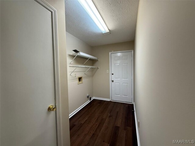 7415 Brampton Ln, Montgomery, AL 36117 - laundry area with a textured ceiling, dark wood-style flooring, and hookup for a washing machine